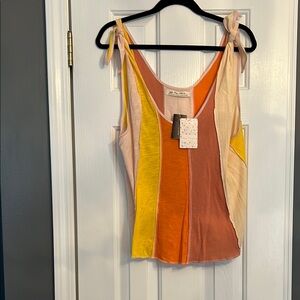 Free People Orange Tie Front Tank Top